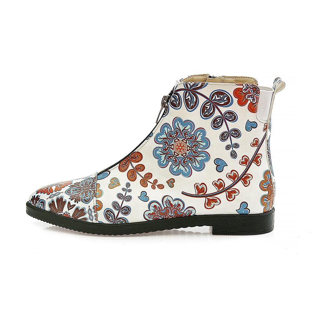Flowers Short Boots WFER113 (1405821386848)