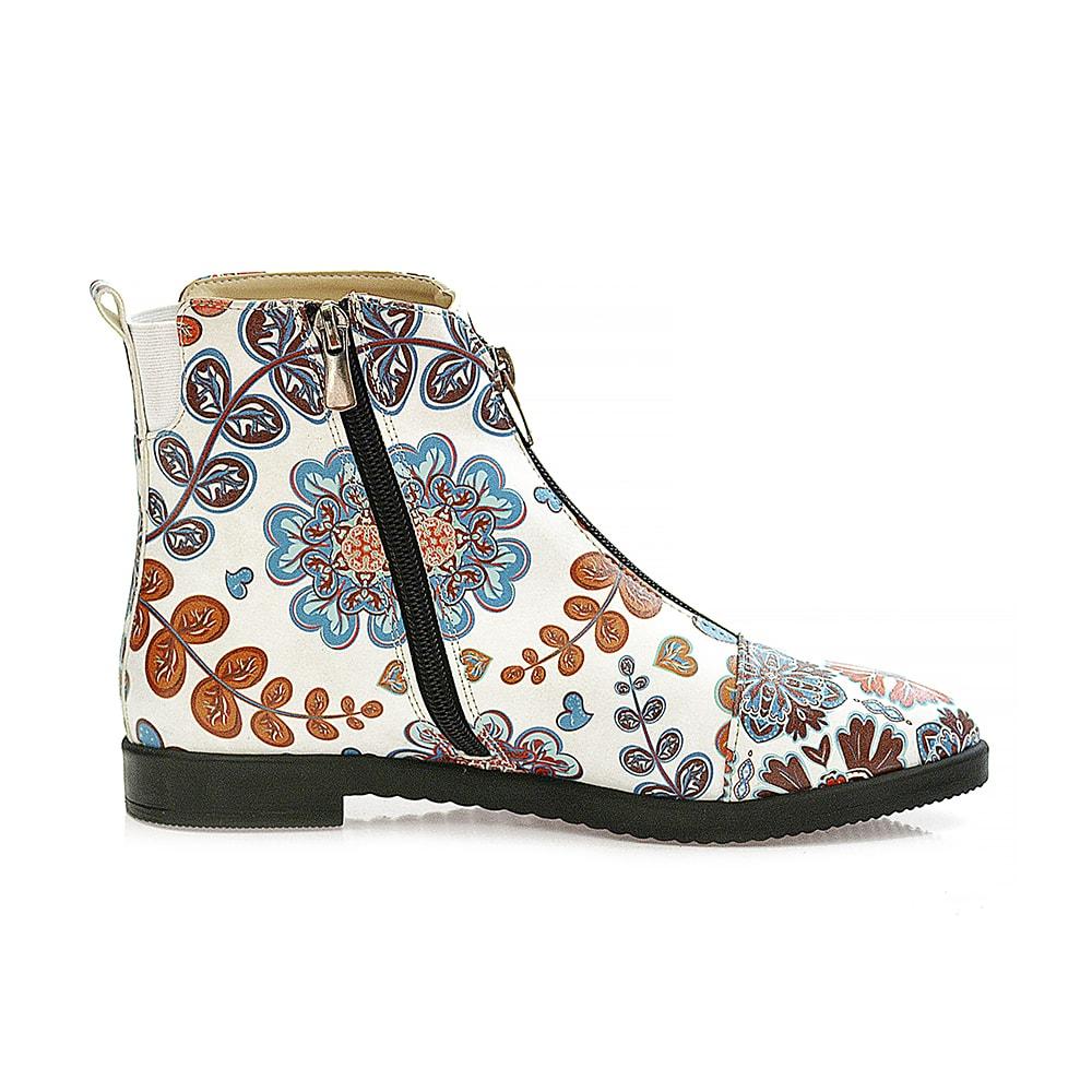 Flowers Short Boots WFER113 (1405821386848)