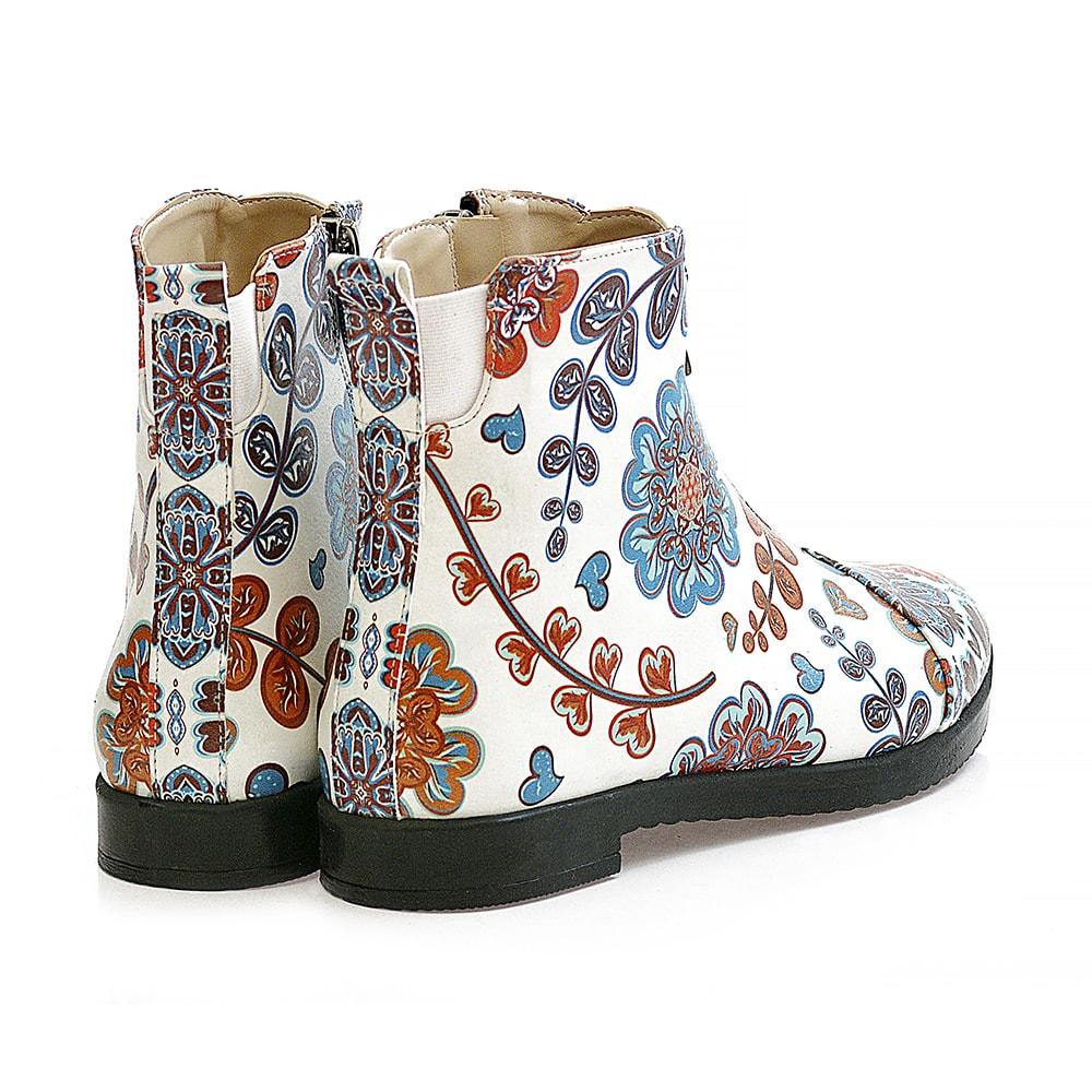 Flowers Short Boots WFER113 (1405821386848)