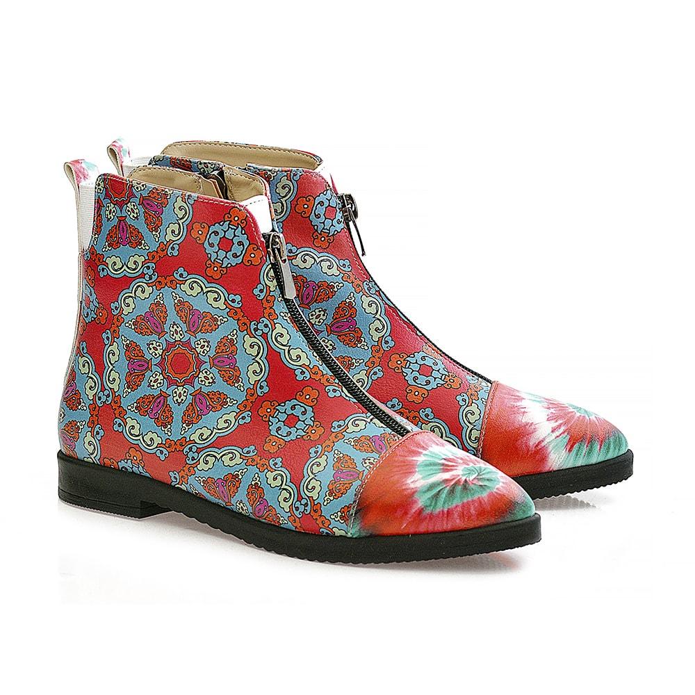 Colored Pattern Short Boots WFER115 (1405821583456)