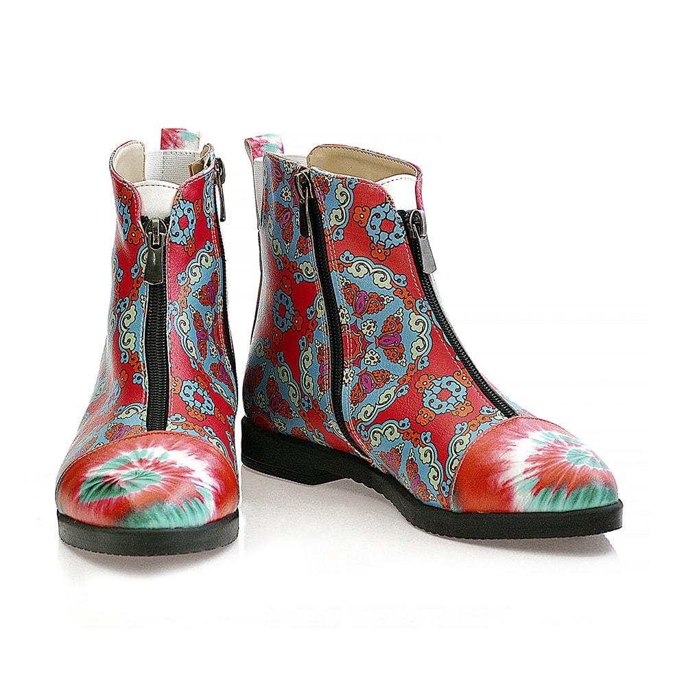 Colored Pattern Short Boots WFER115 (1405821583456)