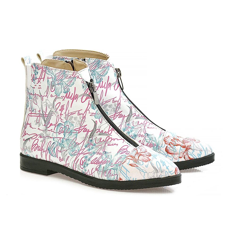 Flowers Short Boots WFER116 (1405821681760)