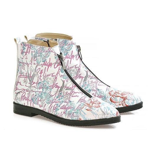 Flowers Short Boots WFER116 (1405821681760)
