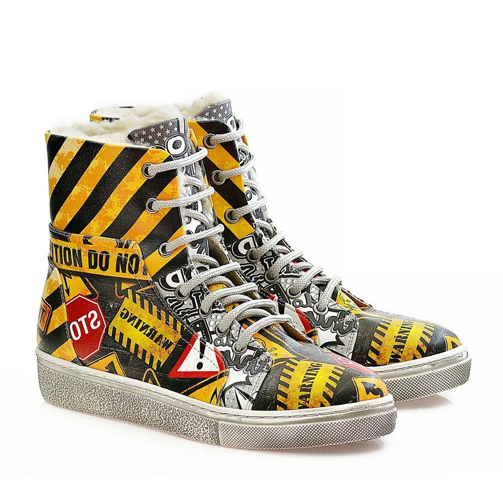 Warning Signs Short Boots WJAS116 (1421228540000)