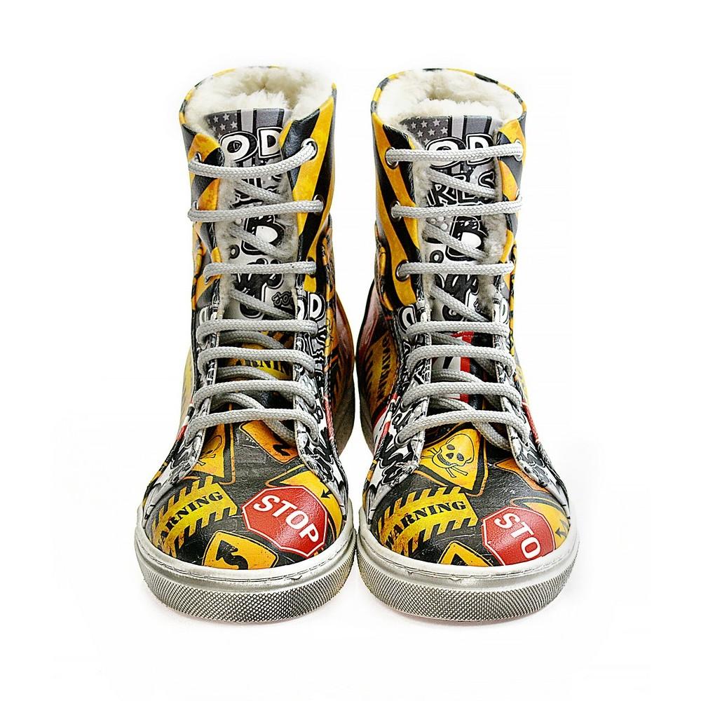 Warning Signs Short Boots WJAS116 (1421228540000)