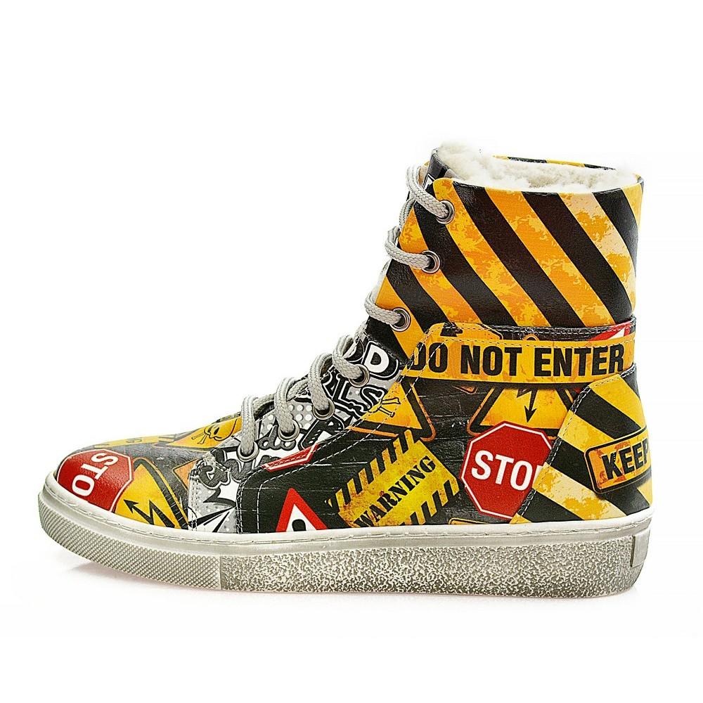 Warning Signs Short Boots WJAS116 (1421228540000)
