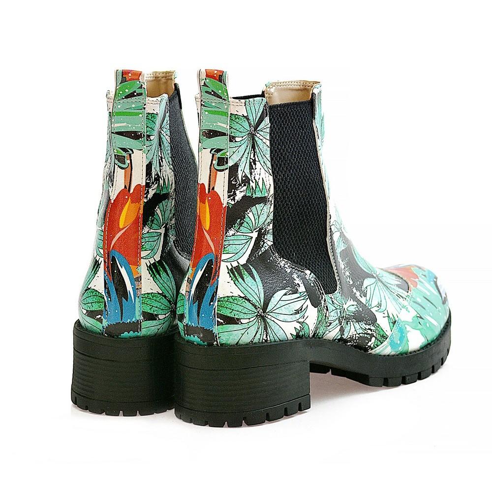 Turquoise Flowers Short Boots WLAS113 (1421232963680)
