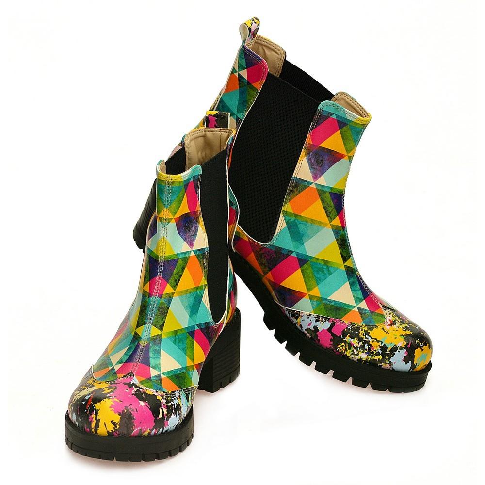 Colored Triangles Short Boots WLAS115 (1421233487968)
