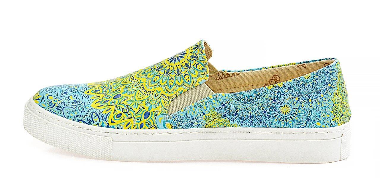 Blue and Yellow Pattern Sneaker Shoes WVN4038 (506282967072)