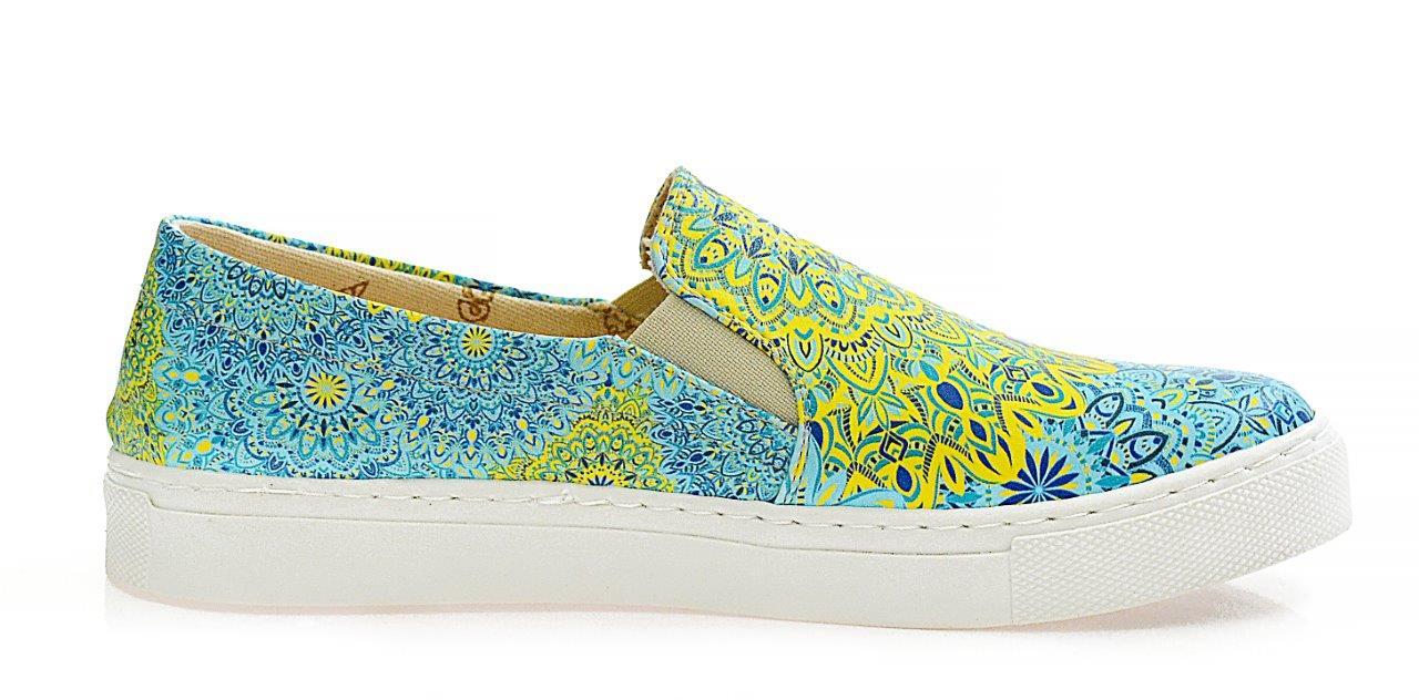 Blue and Yellow Pattern Sneaker Shoes WVN4038 (506282967072)