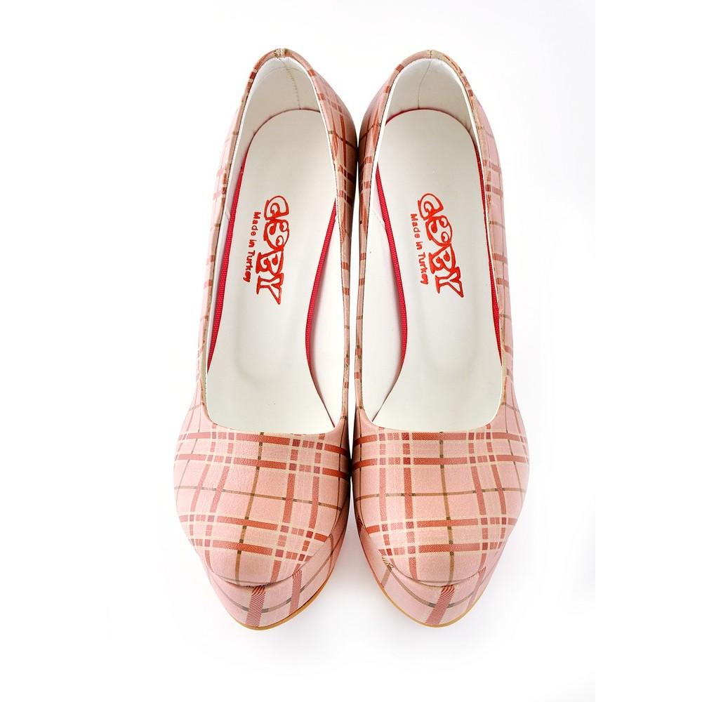 Pink Squares Heel Shoes PLT2009 (1421220282464)