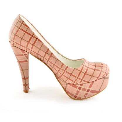 Pink Squares Heel Shoes PLT2009 (1421220282464)